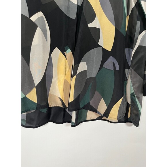 Lafayette 148 Silk Shirt Medium Button Up Geometric Long Sleeve Office Work - Picture 8 of 10